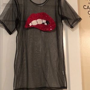 ❌SOLD❌Sequin Lips Mesh Tunic/Dress